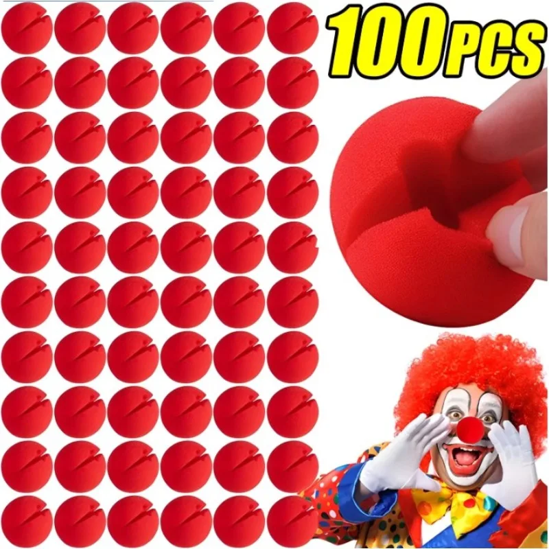 

100/5PCS Red Funny Clown Nose Foam Sponge Ball Nose Cosplay Costume Props Circus Performance Halloween Party Decor Supplies