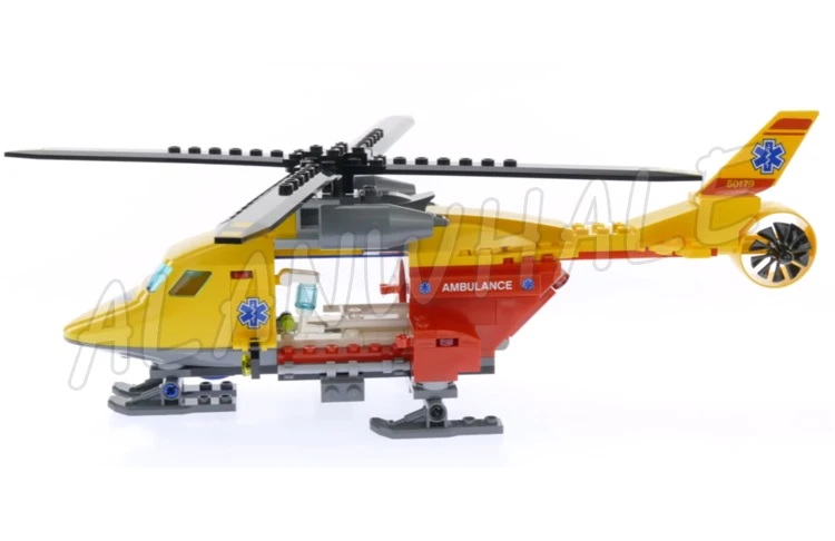 208pcs City Rescue Team Ambulance Helicopter Mountain Snowboarder Stretcher 10868 Building Block Toys Compatible With Model