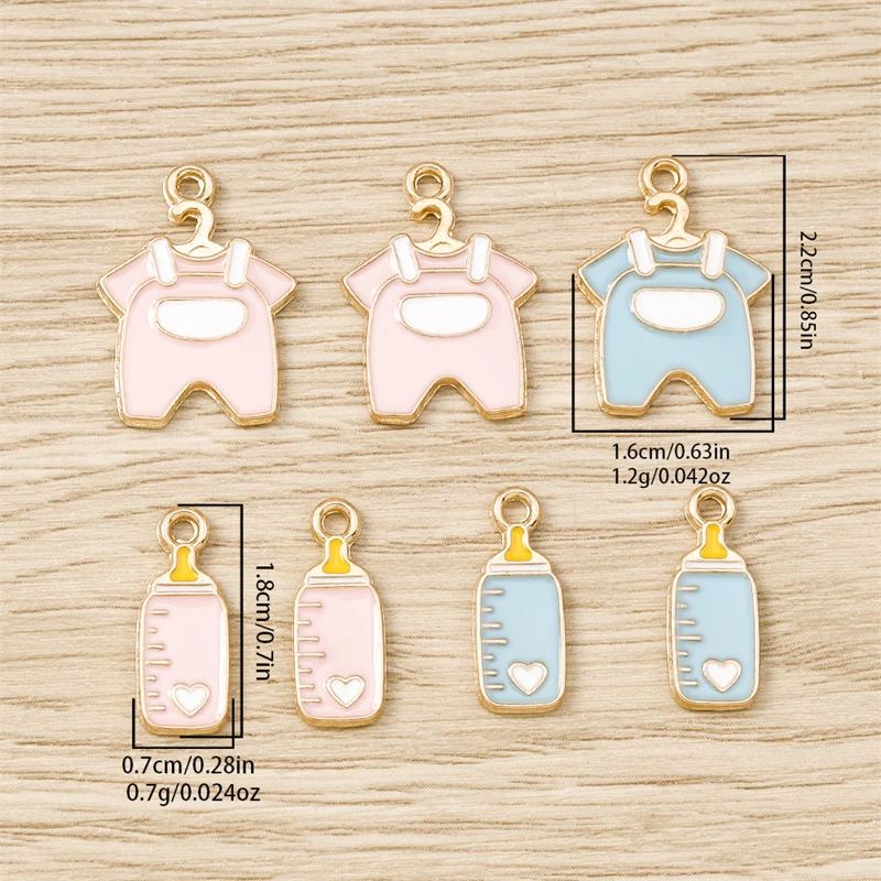 10 Stück Cartoon Emaille Baby Flasche Kleidung Charms Anhänger für Schmuckherstellung Ohrringe Halsketten Zubehör DIY Bastelbedarf – Detail 1