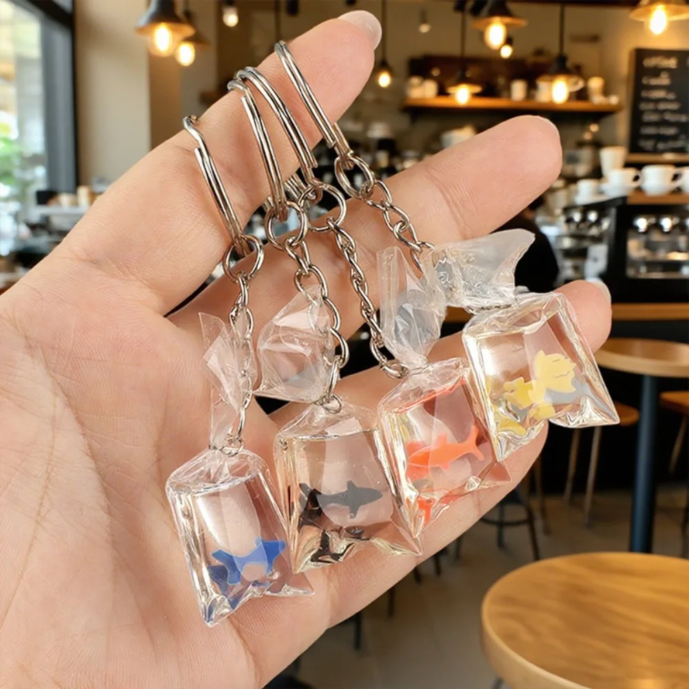 Transparent Fish Bag Cute Keychain Pendant Keyring Backpack Decoration Keychains Student Women Gift Fashion Keychain Accessories