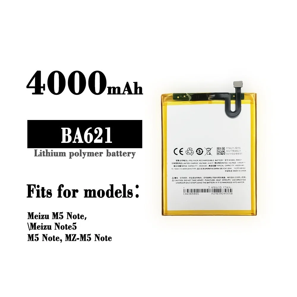 

4000mAh BA621 Battery For Meizu M5 Note / Note 5 Note5 M621N M621M M621Q M621H Mobile Phone Batteries Bateria