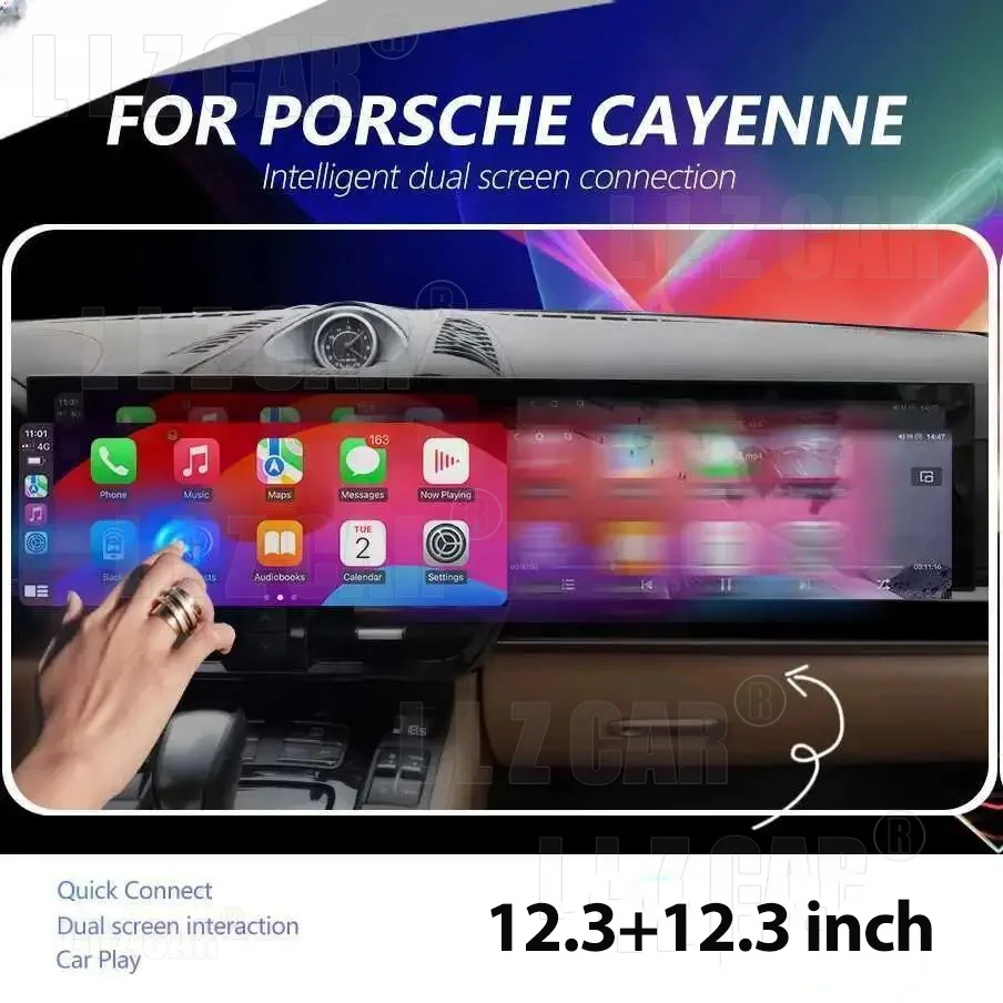 Carplay لبورشه cc 2011-2017 ترقية شاشة مزدوجة تفاعلية 12.3 بوصة + 12.3 بوصة 8 + 128 مشغل فيديو الوسائط المتعددة أندرويد