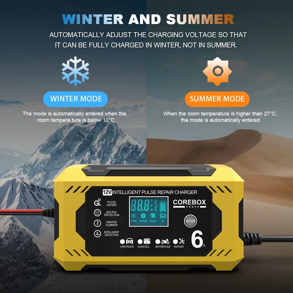 Cargador inteligente de baterías AGM/GEL impermeable con pantalla LCD - imagen 5