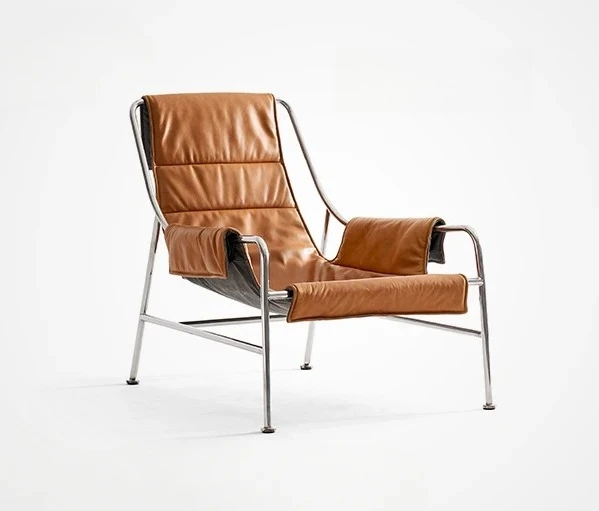 

Leisure Chair Genuine Leather Bauhaus Modern Minimalist Living Room Home Lazy Recliner Leather