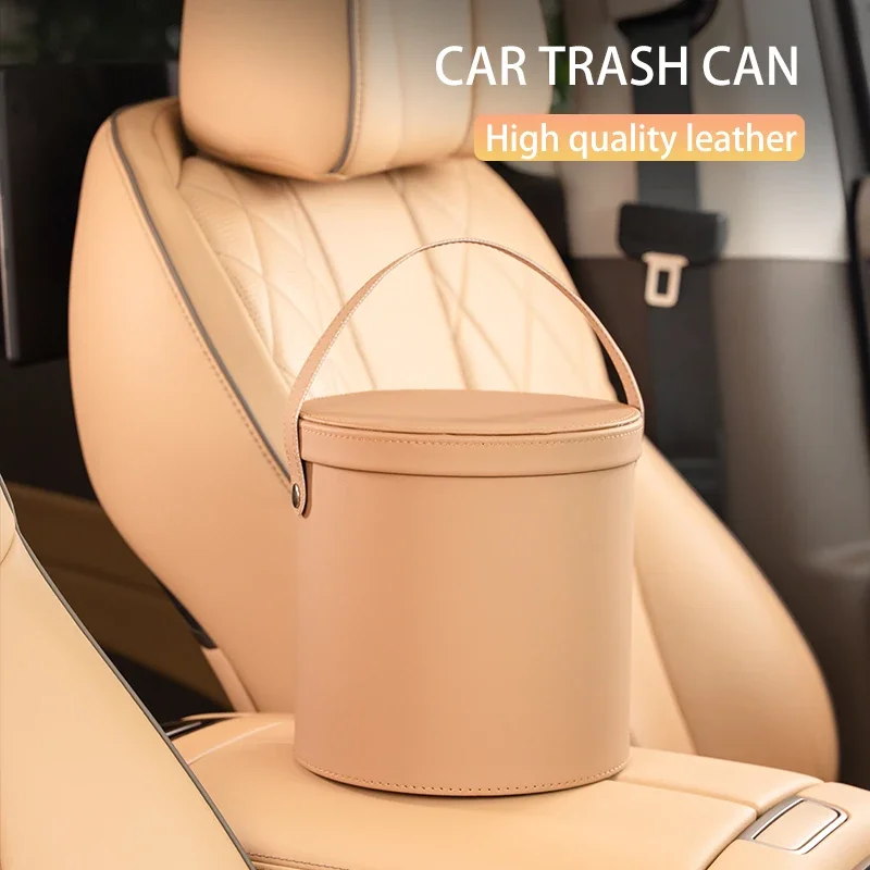 

For Mercedes Benz BMW Audi Hyundai Ford Toyota Honda Tesla Car Storage Accessories Leather Storage Bucket Trash Can