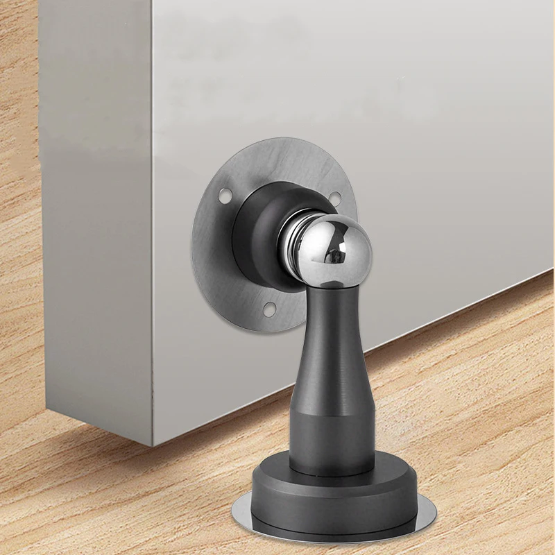 

Stainless Steel Door Stopper Bathroom Magnetic Door Stop Heavy Duty Floor Wall Mount Wind-Proof Door Holder 1MM Thick Hardware