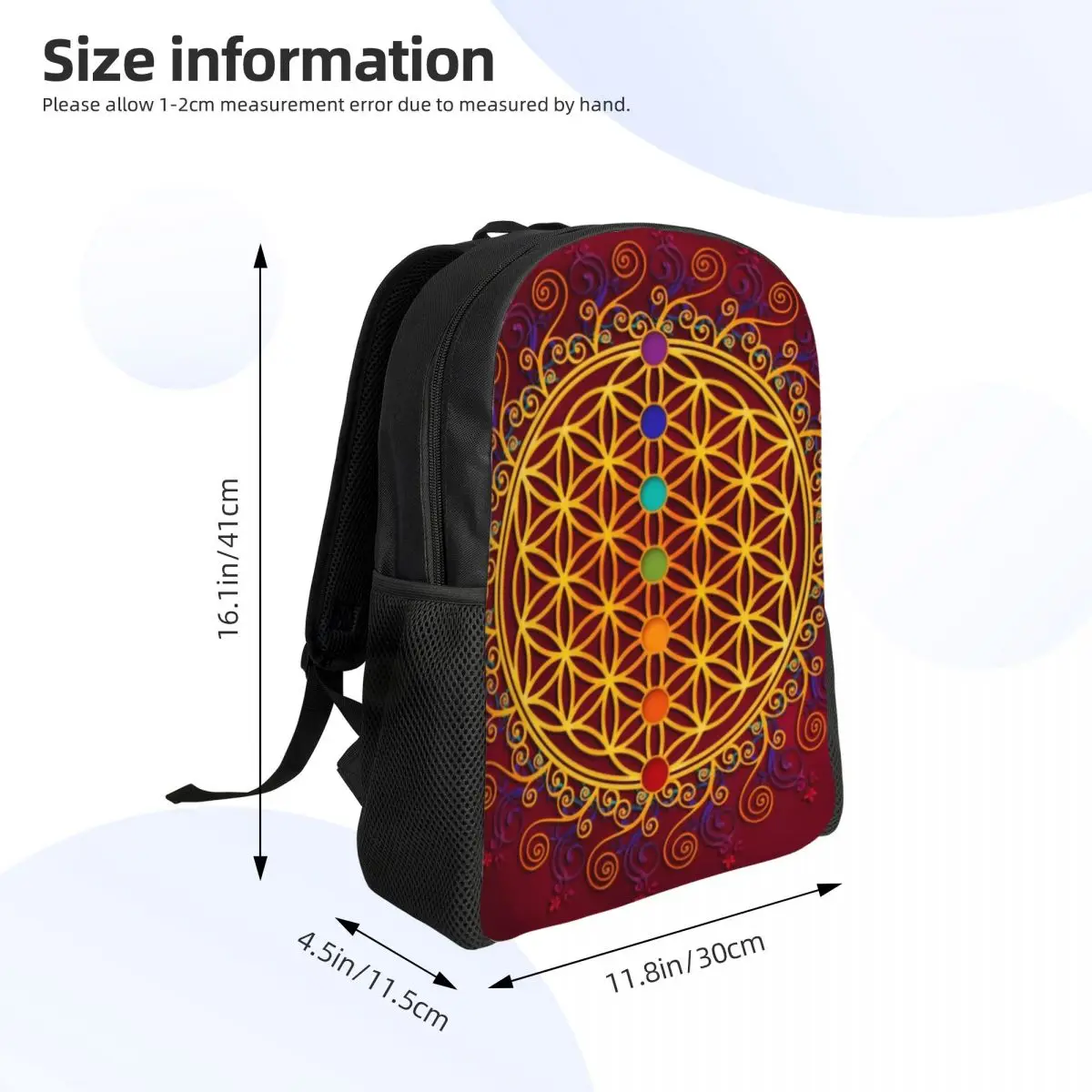 Benutzer definierte Blume des Lebens Rucksäcke Frauen Männer Mode Bücher tasche für College-Schule Spiritual ität Yoga Zen Mandala Taschen