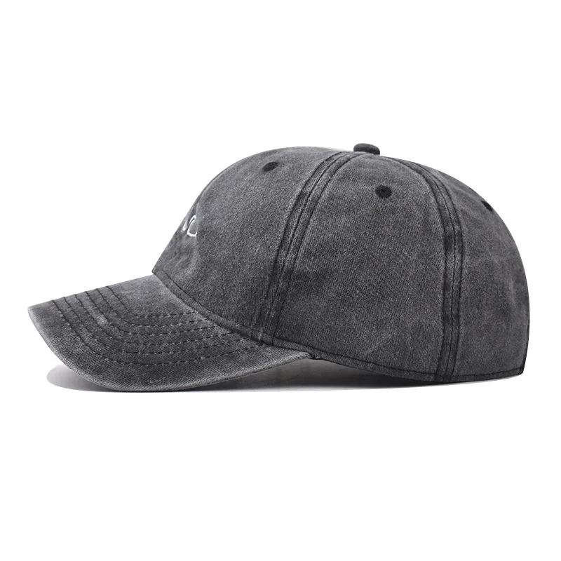 Boné de beisebol de algodão lavado para homens e mulheres, sol monocromático, bordado ondulado, hip hop, esportes ao ar livre, snapback, verão