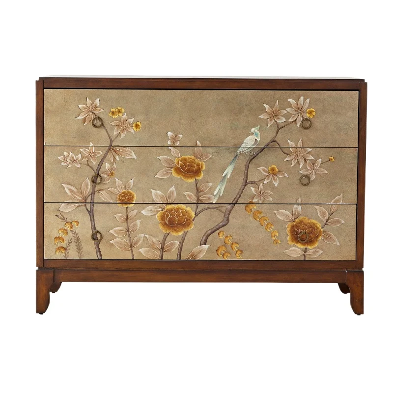 

American-style entrance cabinet Chinese-style painted retro furniture bedroom medieval TV storage cabinet