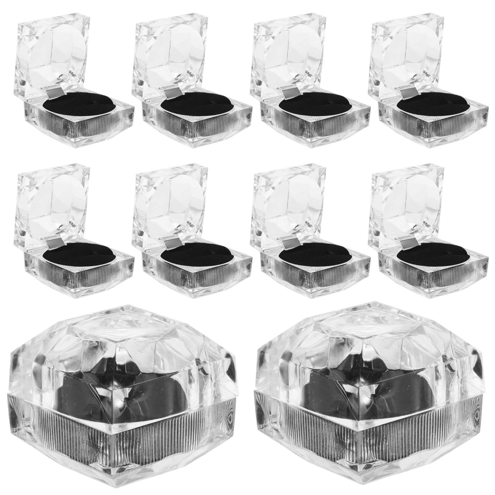 10Pcs Acrylic Jewelry Organizer Box Transparent Ring Storage Box Small Jewelry Containers for Wedding Engagement