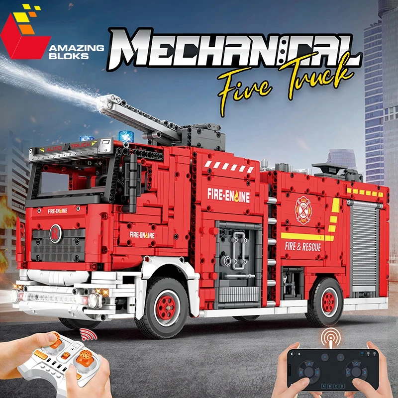 

2888PCS City Water Jet Fire Truck Building Blocks MOC Model RC Technical Car Rescue Vehicle Bricks Toys For Kids Holiday Gifts