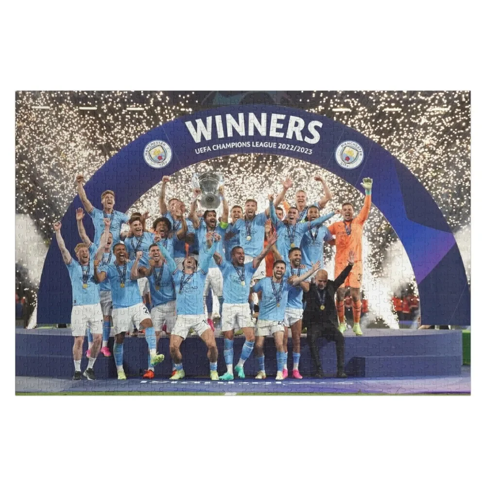 man city win ucl 2023 Poster Jigsaw Puzzle Jigsaw For Kids Custom Name Wood Personalized Puzzle