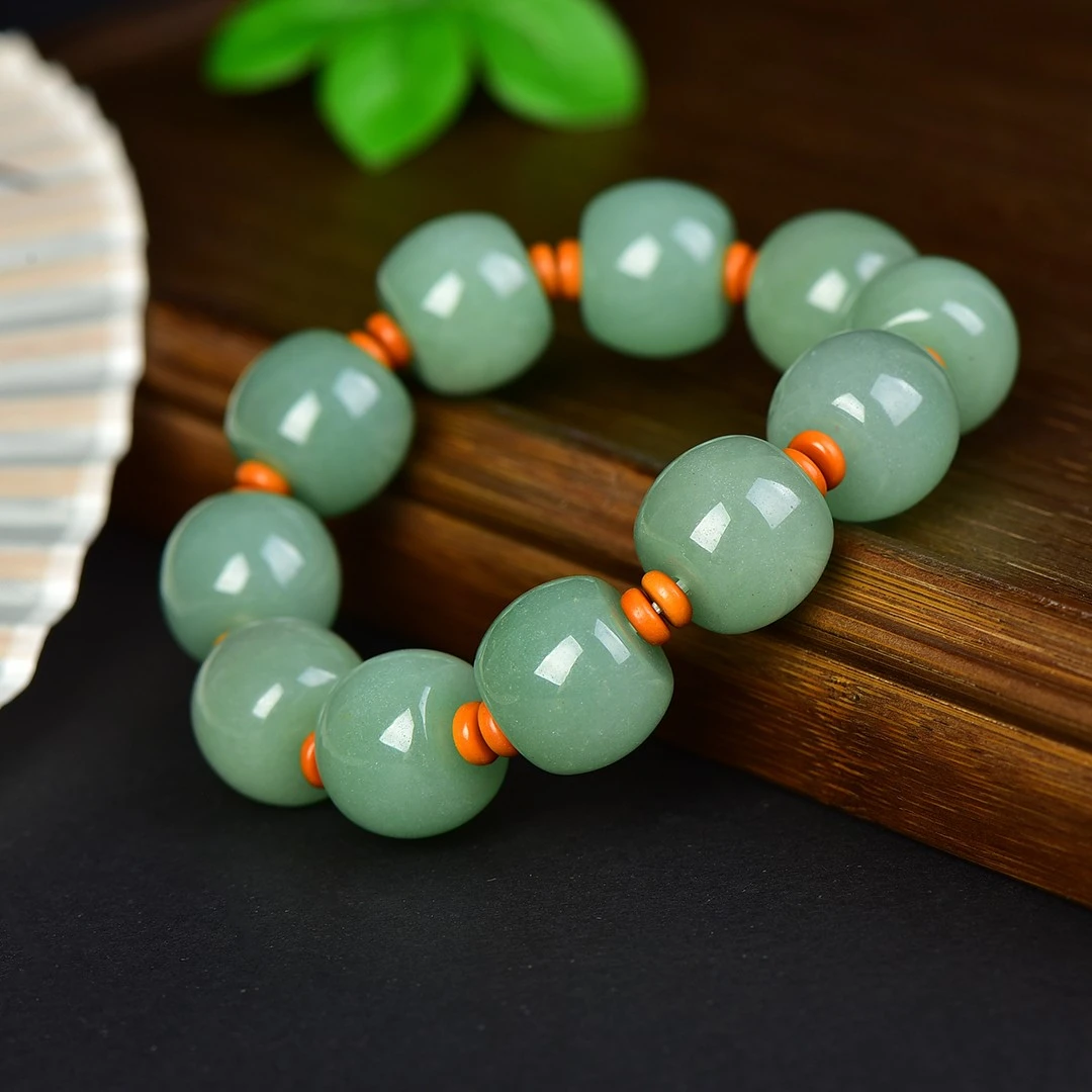 14*18mm 천연 미얀마 경옥 A급 그린 버마 옥 팔 - Gemstone Bracelet Healing 리뷰 및 가격