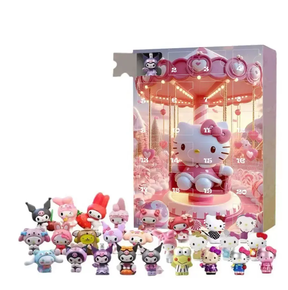 Sanrio Anime Hello Kitty Halloween calendrier de l'avent boîte Figure noël Kawaii mélodie Kuromi Figure modèle d'action cadeaux de vacances