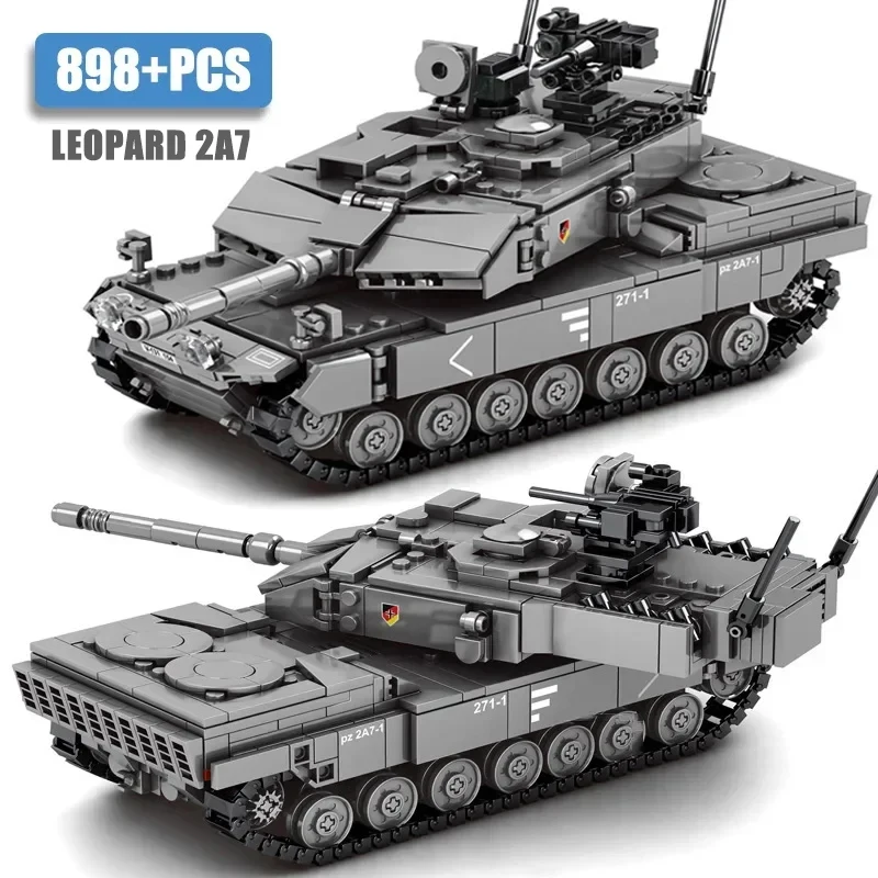 Military WW2 MBT Army Main Battle Tank Challenger Leopard 2A7+ Soldiers Figures Building Blocks Set For Kids Children Toys Gifts