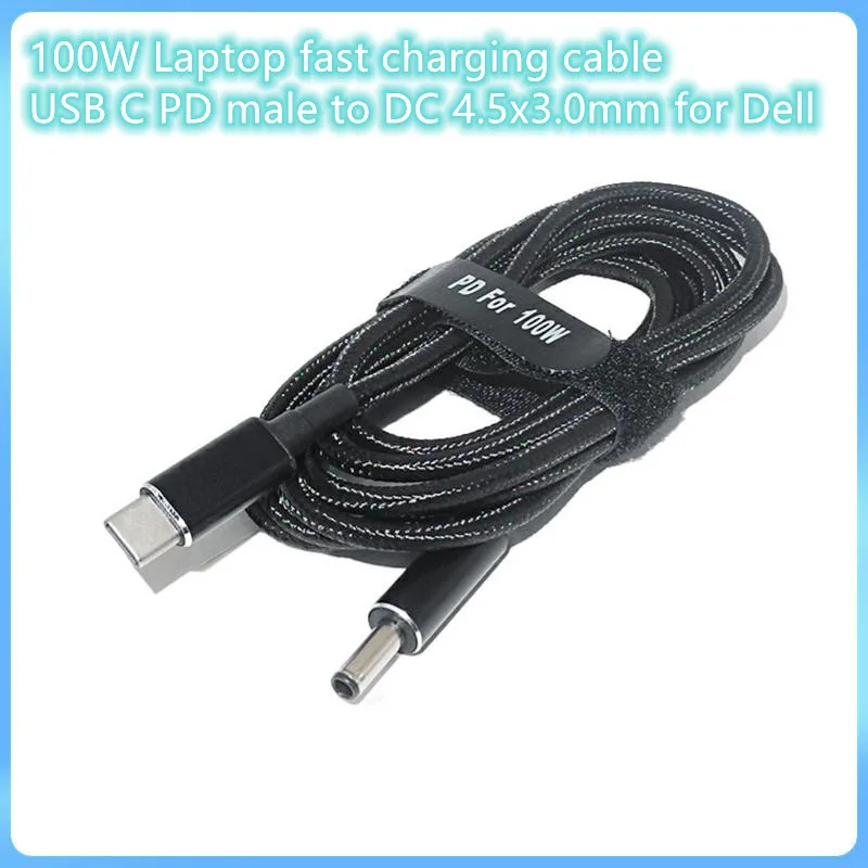 100W USB Type C male Fast Charging Cable for Dell Inspiron 11 13 14 15 3000-7000 Series Vostro 5502 5401 USB-C to 4.5X3.0mm Adap