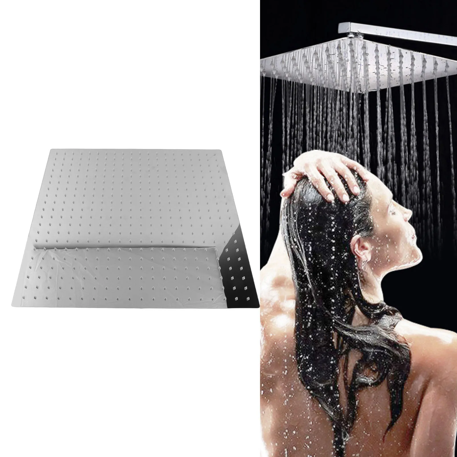 

20" G1/2 Thread Modern Style Stainless Steel Square Rain Shower Head Rainfall Bathroom Top Sprayer