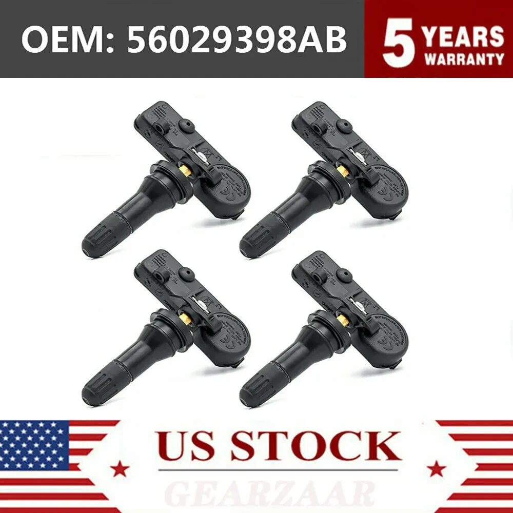 

4Pcs Tire Pressure Sensor TPMS 433MHz For Chrysler Jeep Wrangler Grand Cherokee Challenger Dodge 4X OEM 56029398AB 68241067AB