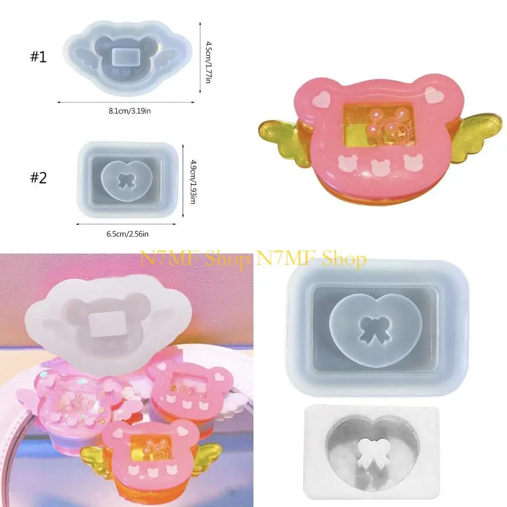 

N7MF Bear Bowknot Ornament Stude Casting Silicone Flom Женщина -клавиатура декоративная подвеска для зыбучин