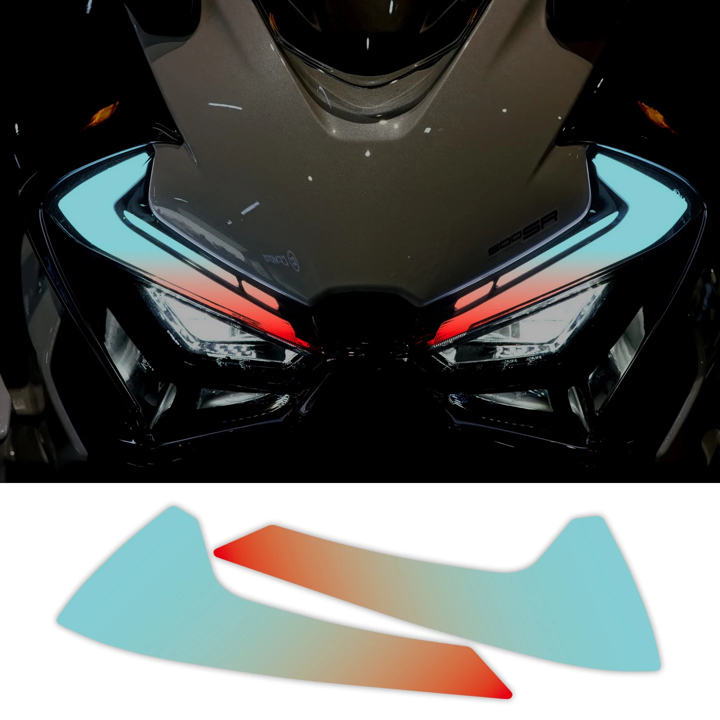 Für CFMOTO 675SR Gradient Motorrad-Scheinwerferschutzfolie Aufkleber Moto Sportbike Augenbrauen-Licht Vinyl Zubehör Dekor