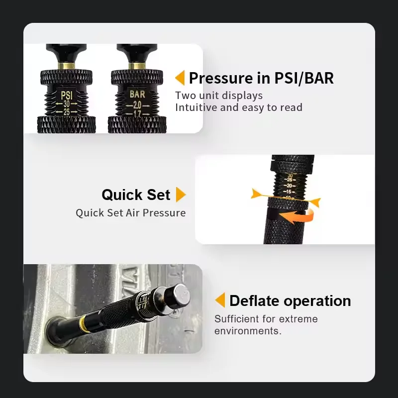 Tire pressure relief valves Adjustable Auto Stop Tire Deflator Precision Tire Pressure Reduction Tool