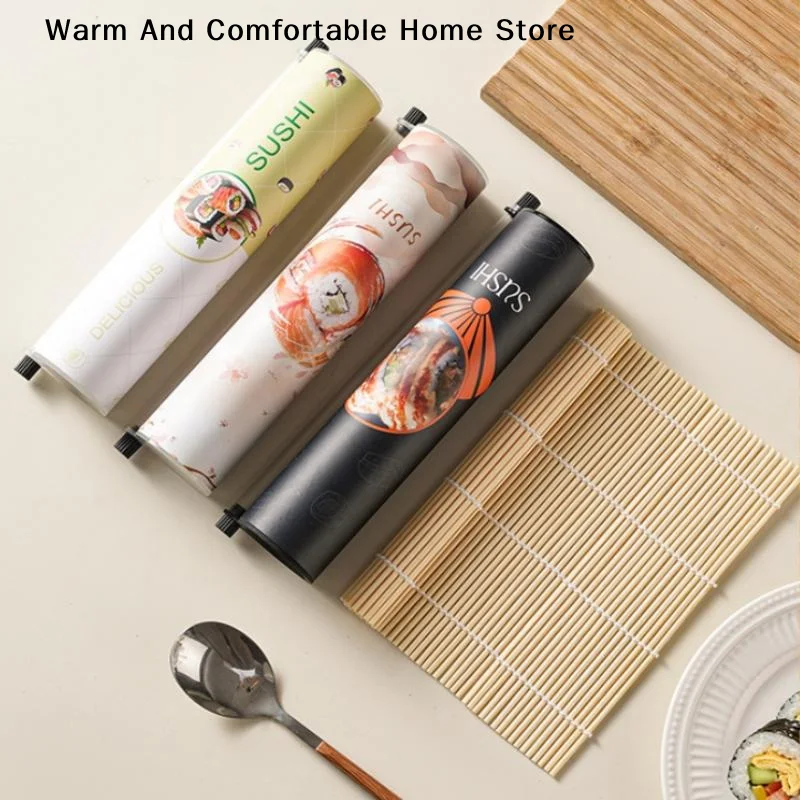 【W】1Pcs Round Sushi Push Box With Sauce Straw Food Grade Sushi Mold Push Up Paper Bucket Bento Accessories