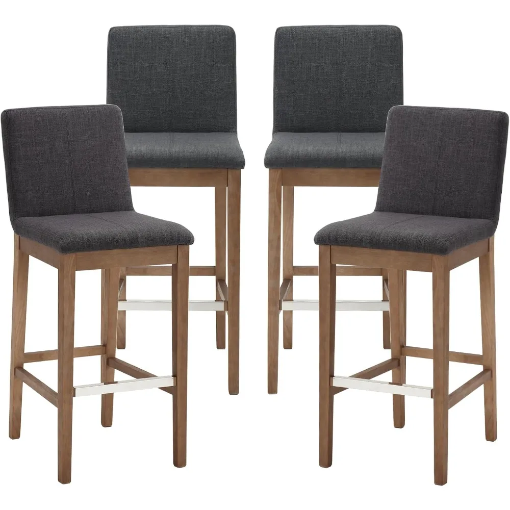 Wood Bar Stools Set of 4, Mid-Century Modern 30