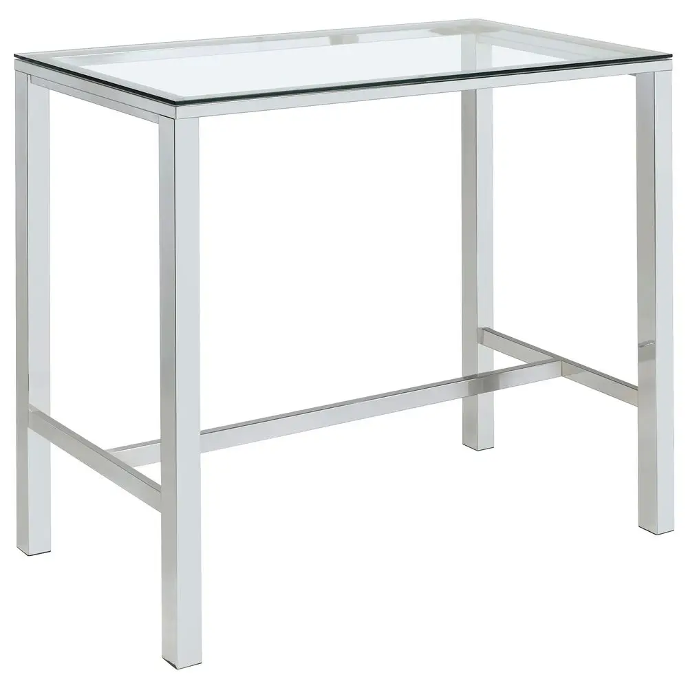 

Home Furnishings Tolbert Glass amp Metal 47Inch Rectangular Bar Table with Tempered Glass Top and Chrome Legs Dining Room amp H