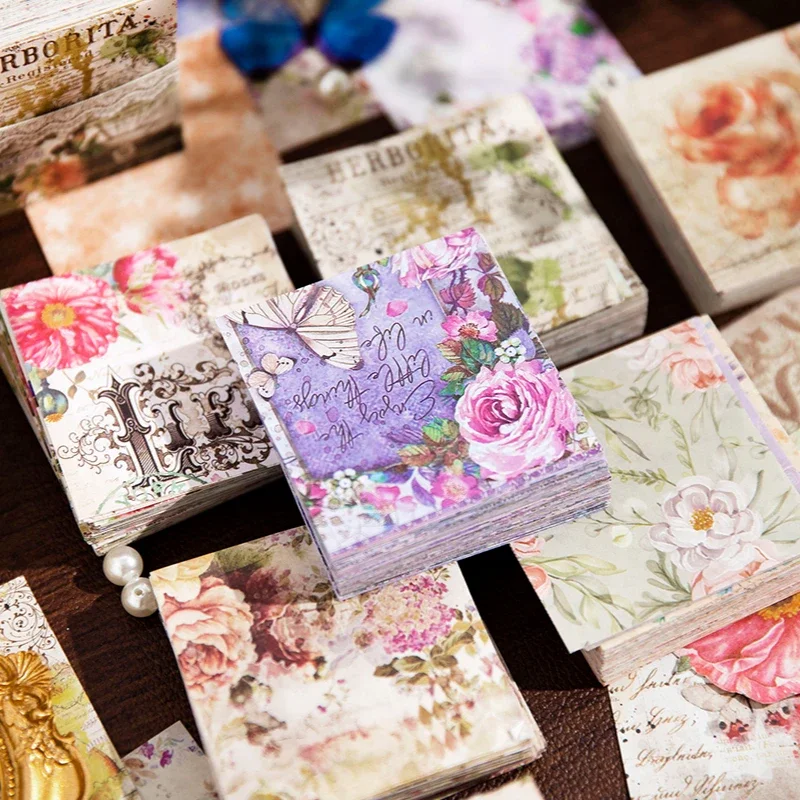 

200 шт./упак., винтажная художественная ручная подложка для книги, материал, бумага, бабочка, цветок, растение, ручная бумага для книги, 6 стилей
