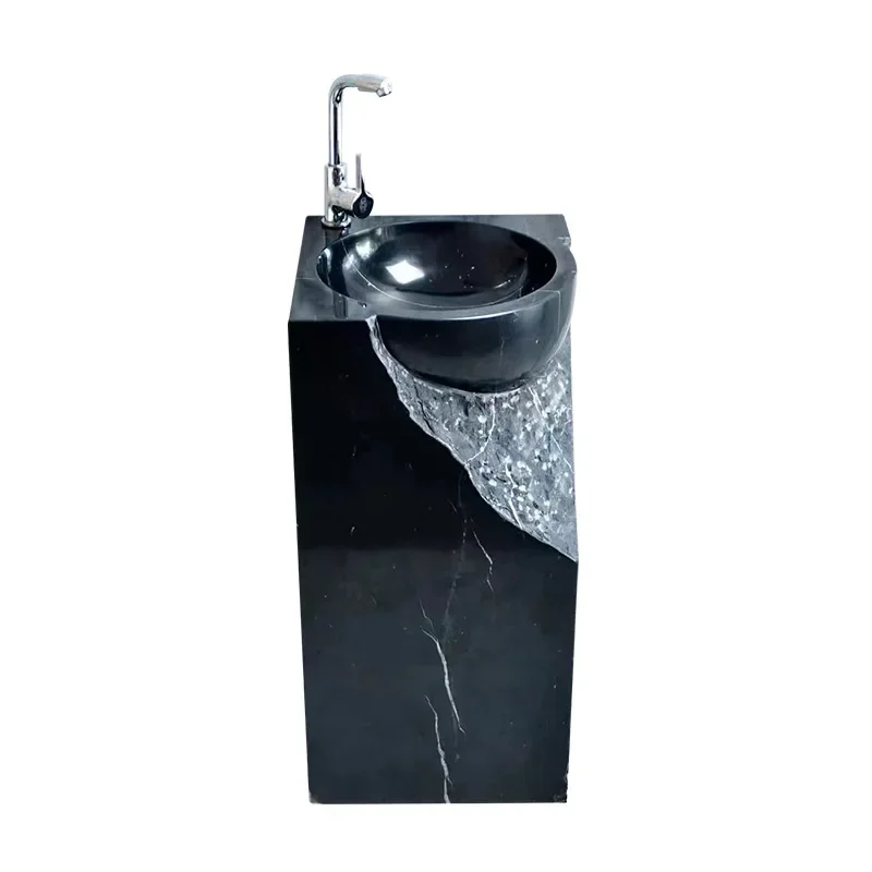 Marble column basin integrated, floor-to-ceiling wash basin, courtyard stone wash basin