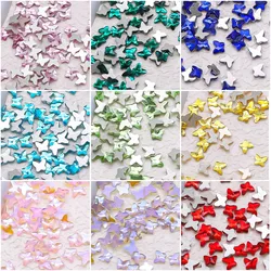 4mm 24Colors butterfly Boutique Flat bottom nail art rhinestones Glass crystal 3D nail decoration Mini shape wholesale