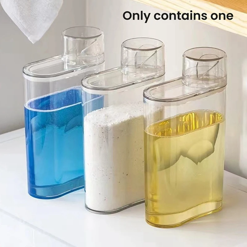 Transparent Laundry Detergent Dispenser Bottle Sealed Tank For Detergent Powder Bleach Laundry Room