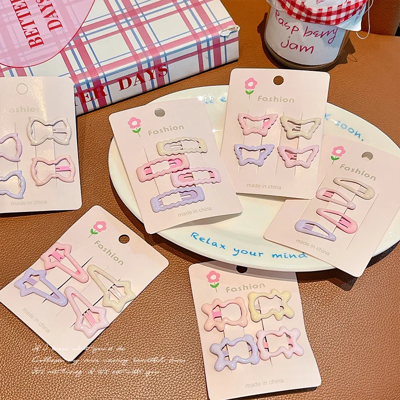 

4pcs Cute Star Little Hairpin New Side Bangs Clip Broken Bb Clip Love Headdress Headwear Girls Kids Hair Accessories