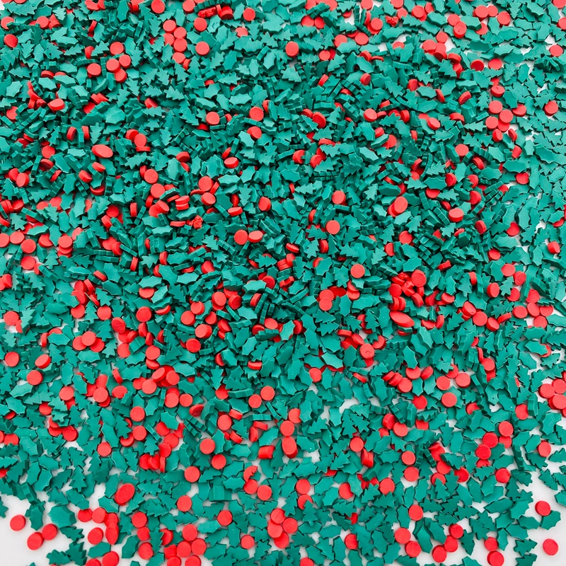 50g/Lot Hot Selling Polymer Clay Christmas Tree Sprinkle, Leaf Slice for Crafts Making, Phone Deco, DIY Scrapbooking