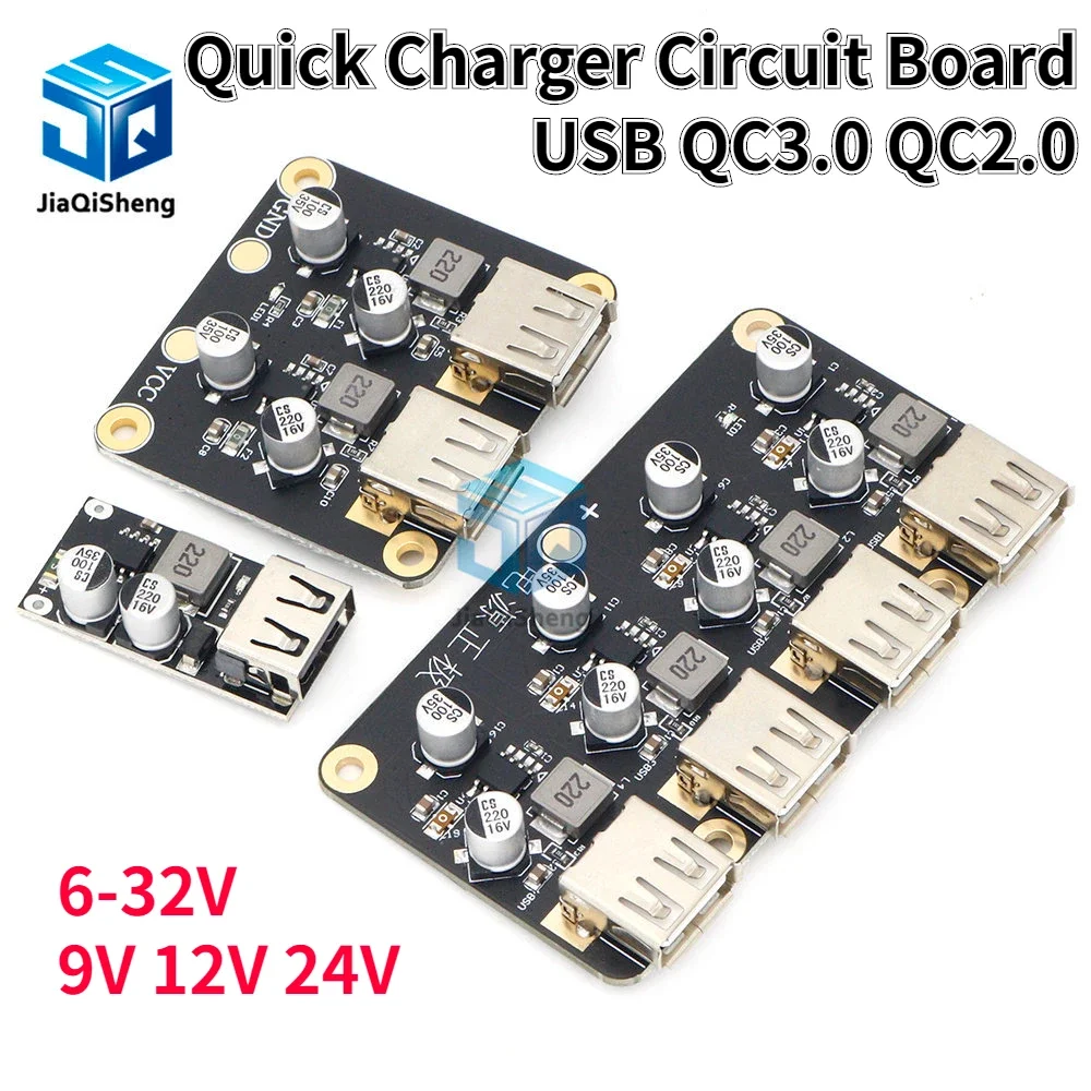 USB QC3.0 QC2.0 DC-DC Buck Converter, Carregamento Step Down Módulo, 6-32V, 9V, 12V, 24V, Carregador Rápido Placa De Circuito, 3V, 5V, 12V