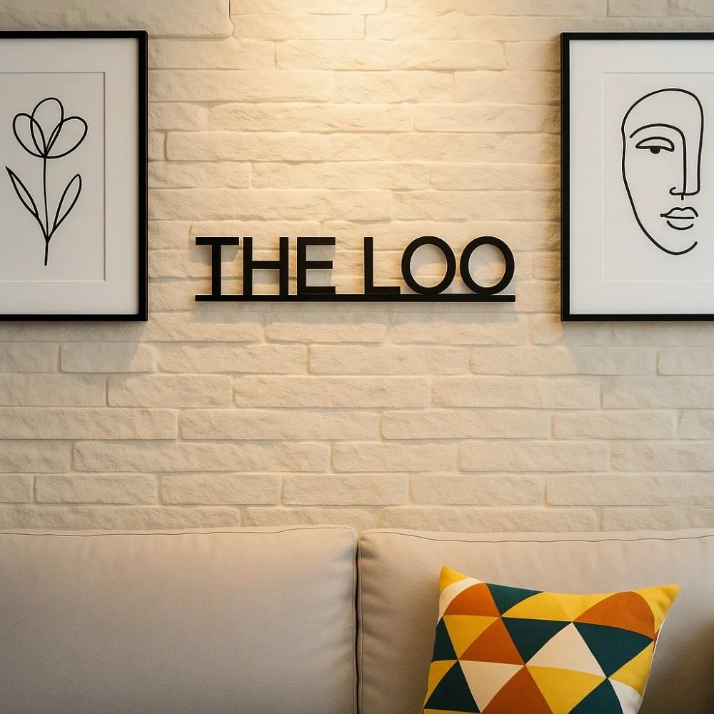 

Modern Metal Bathroom Sign Wall Decor Funny Housewarming Gift