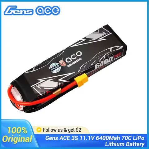 Gens ACE 3S 11.1V 5200mAh/ 6400Mah/ 2S 7200mah LiPo Lithium Battery XT60 Plug For Electric Remote Control Car