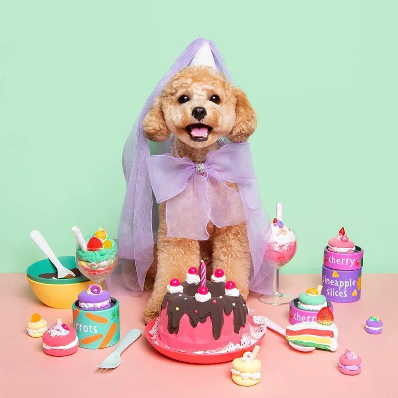 Birthday Party Dog Accessories Hat Jewelry Pet Wedding Hat Bow Saliva Towel Teddy Triangle Scarf Bow Pocket Bib Scarf Pomenian