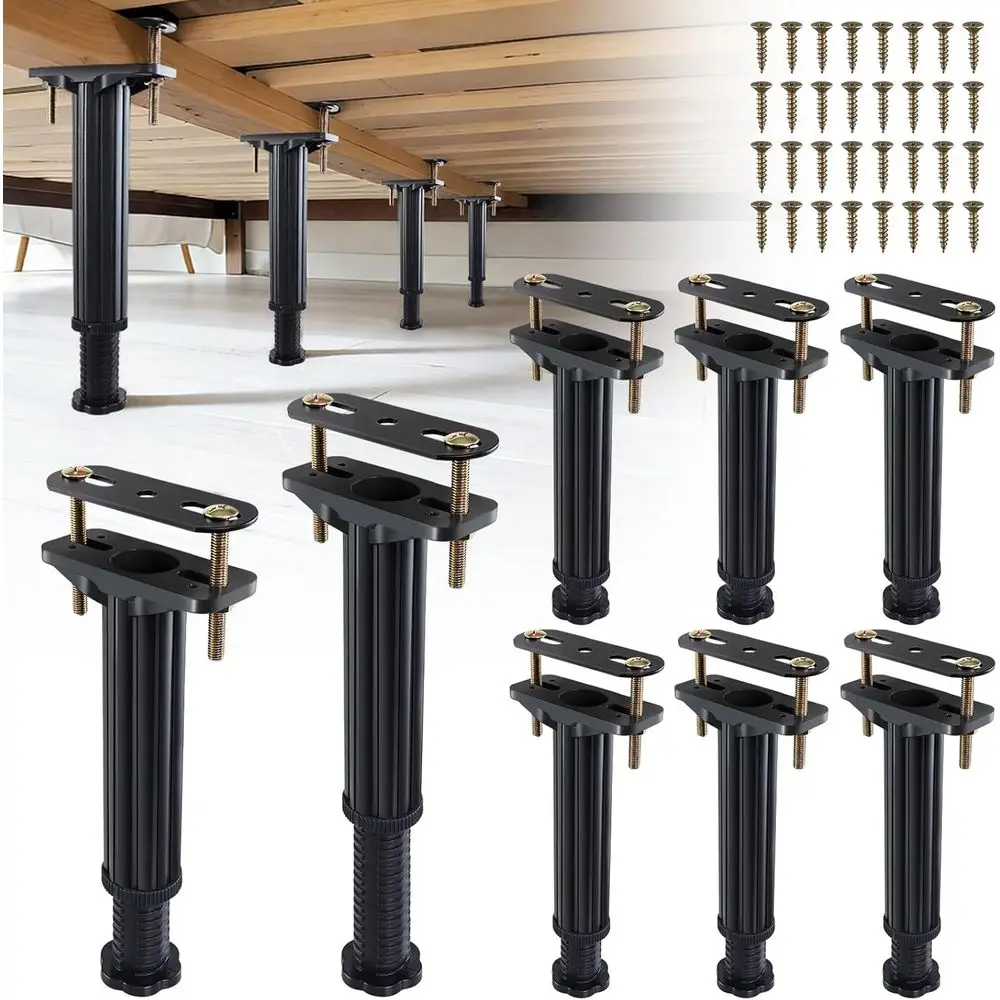 

8PCS Adjustable Height Bed Legs 7.8-13.0in, Heavy Duty Replacement Legs, Plastic Bed Support Reinforcement Parts