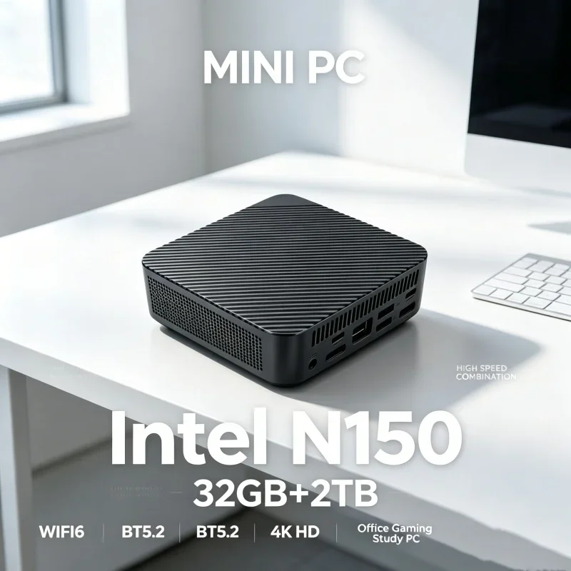 Intel Core N150 Windows 11 Dorm Pc Computer 16GB RAM 1/2TB SSD WIFI 6 BT5.2 4K 60Hz HD Daily-Use Gaming Office Study Pc