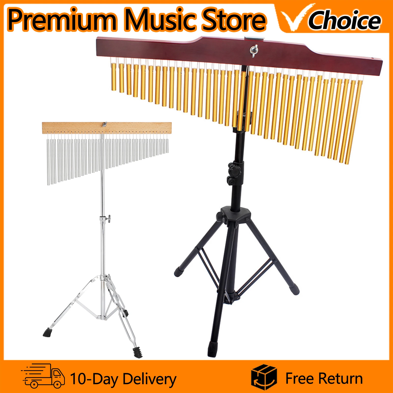 36 نغمة الرياح الدقات القضبان صف واحد الدقات سبائك الألومنيوم الرياح الدقات مع جرس معدني قضيب قرع أداة #1