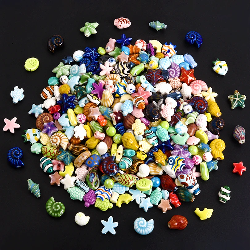 10/20/30pcs/Lot Colorful Hole 2mm Clownfish Turtle Star Conch Shell Ceramic Beads Cute Animals For Jewelry Bracelets Diy Crafts image 6