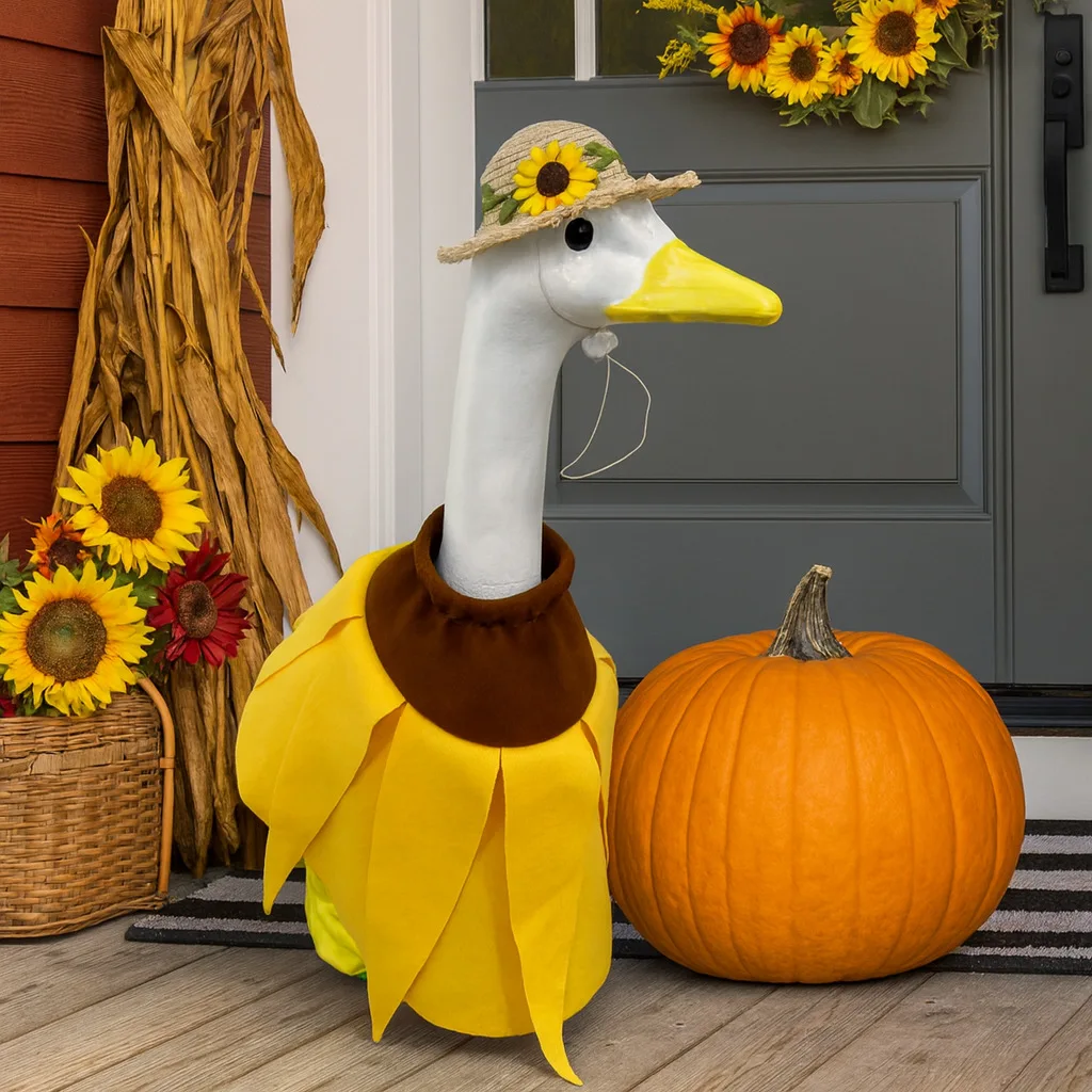 Sunflower Porch Goose Clothes For 23in Goose Rural Farm Yard Decor Autumn Harvest Outdoor Holiday Ornament
