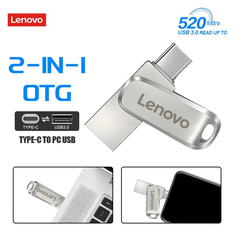 Lenovo 2TB Metall USB 3,0 Flash-Laufwerke 512GB Hoch geschwindigkeit TYPE-C Pen drive 256GB USB-Laufwerk 128GB USB Memoria Flash-Disk für Laptop