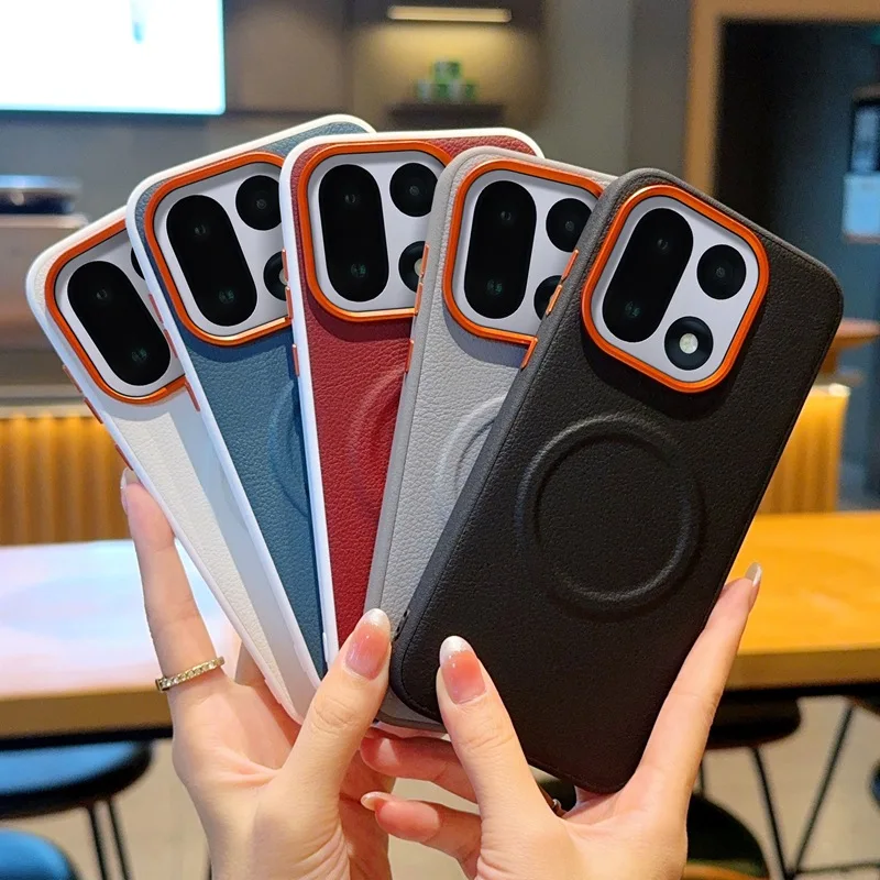 

Solid Color Leather Phone Case for OnePlus 15 13T Ace 6 5 Pro with Support Magnetic Charging