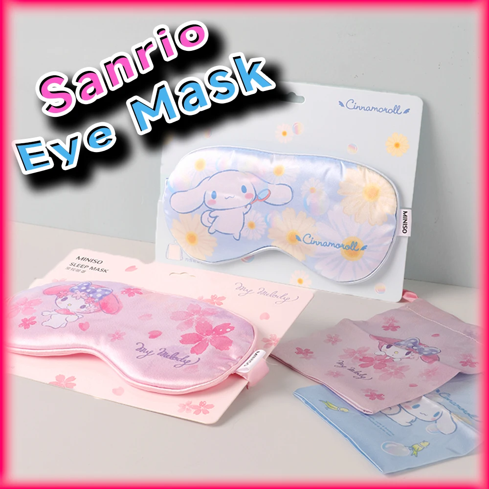 Kawaii My Melody Sleep Eye Mask Sanrio Anime Cinnamoroll  Blindfolds Cute Fashion Side Sleeper Eye Cover with Storage Bag