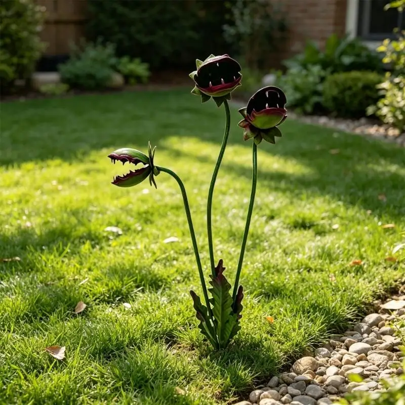 Kreativer Gartenpfahl für fleischfressende Pflanzen aus Metall für Rasen und Blumenbeet Freien mit abnehmbarem Design D2RD – Detail 10