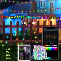 USB Bluetooth RGBIC Round ball 5V LED String APP Music Controller Outdoor waterproof atmosphere camping light garden decoration