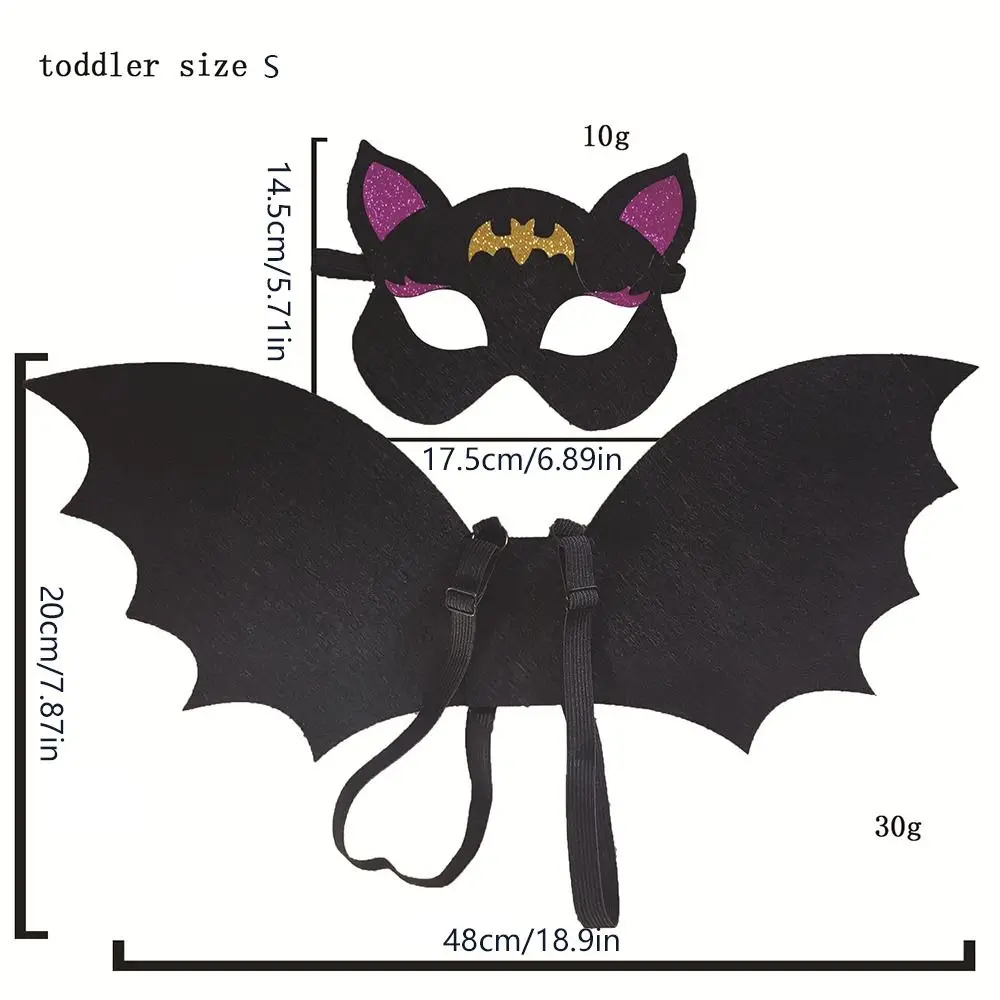 Lindo conjunto de máscara de ala de murciélago no tejida, accesorios de ropa, disfraz de Cosplay para niños, disfraz de Cosplay con diseño de dibujos animados, disfraces para niño