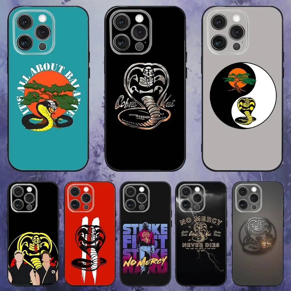 

Cobra Kai Snake Phone Case For iPhone 17,16,15,14,13,12,Pro,Max,Plus,E,SE4,Air,Mini Black Soft Box